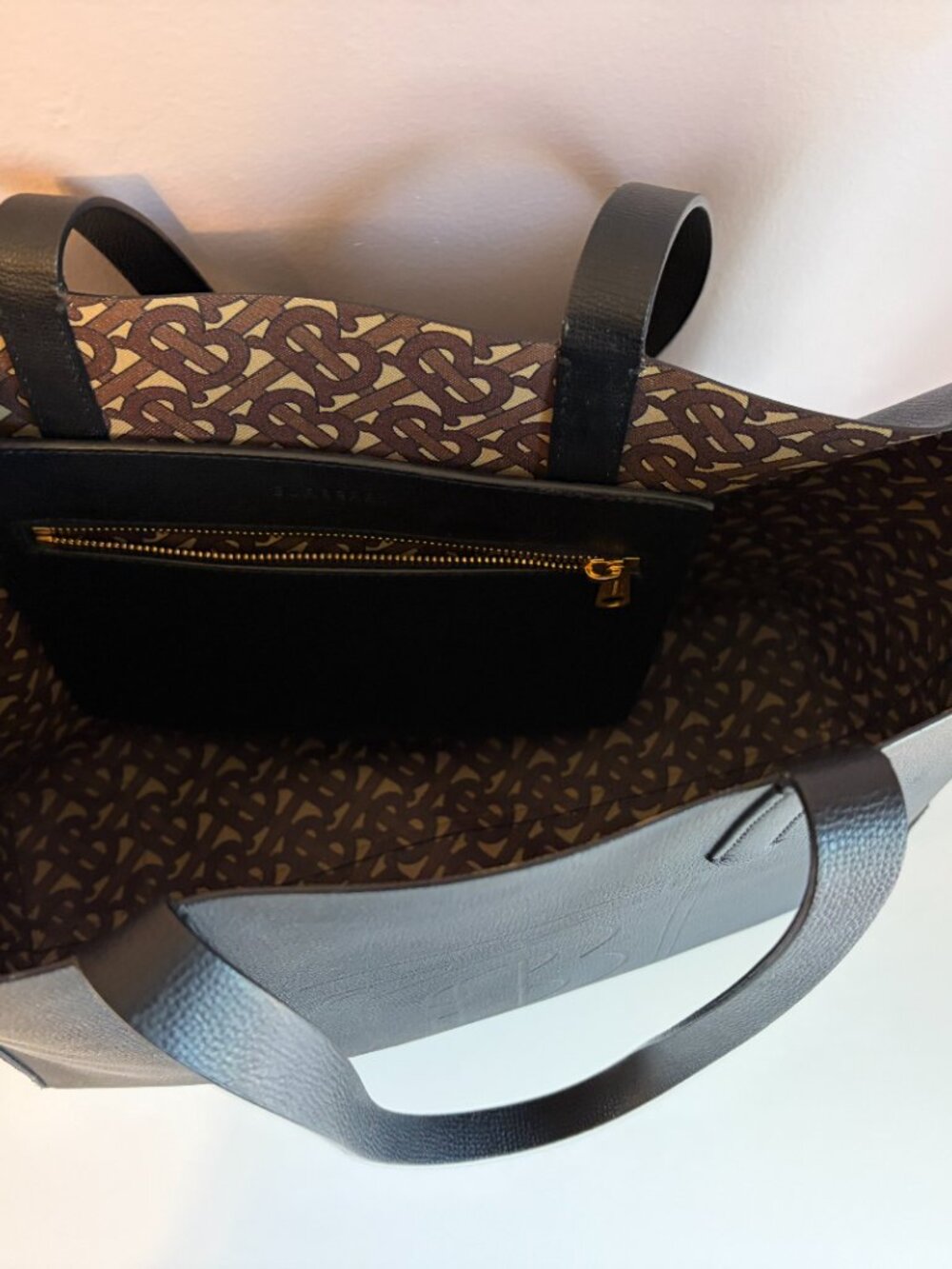Burberry Medium TB Embossed Internal Monogram Tote - Picture 2 of 7